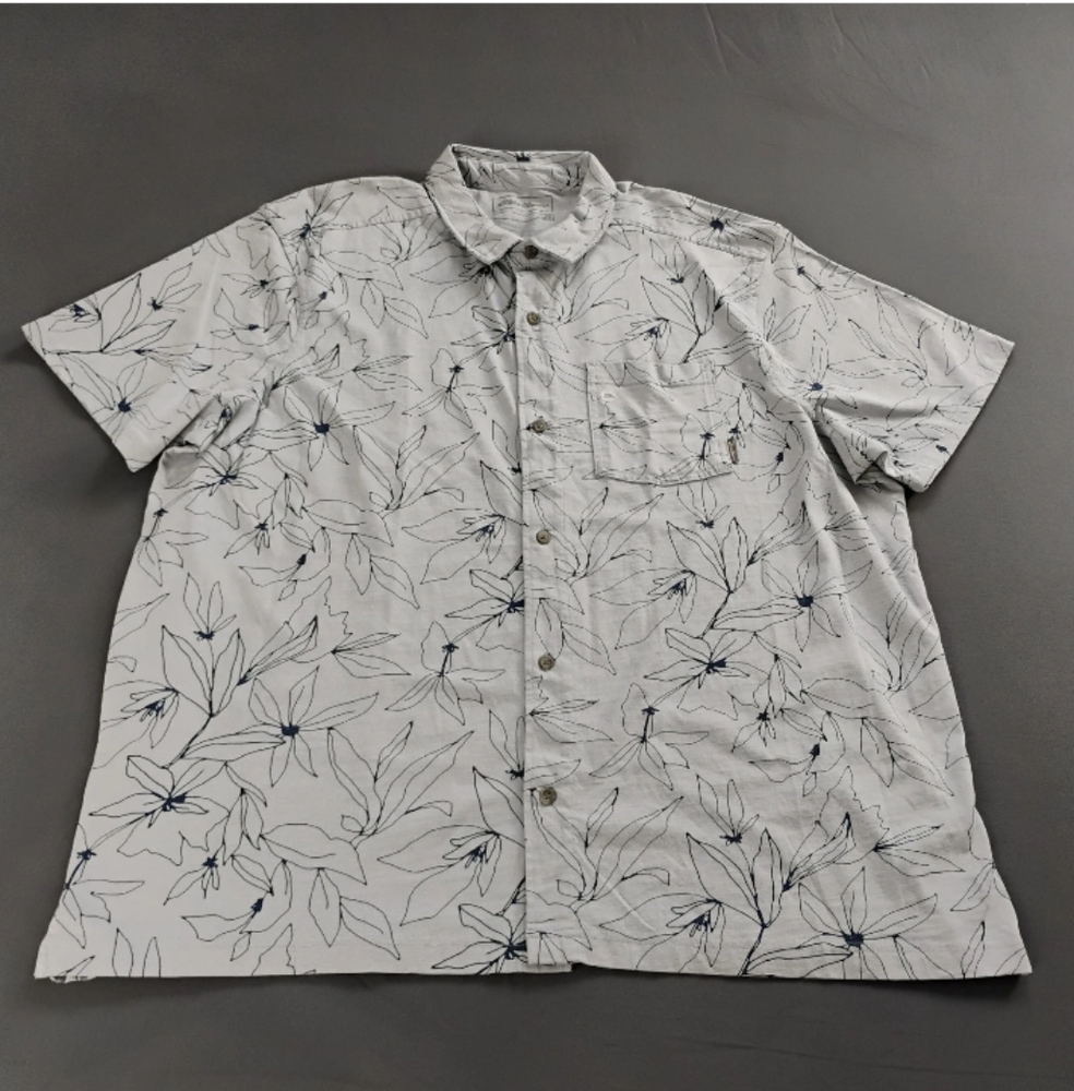 Eddie Bauer Shirt Men's Size 2XL Blue Short Sleeves 100% Cotton NWT Print Floral